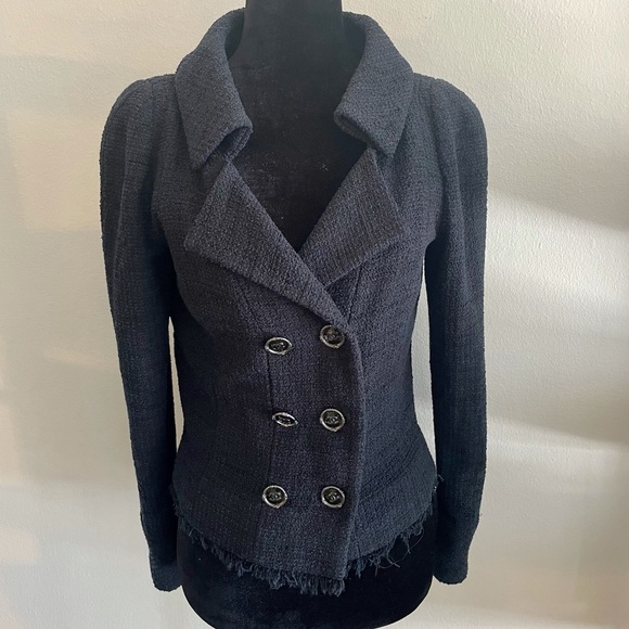 🖤Chanel Navy Tweed De cotton Jacket %100 Authentic 🖤 - Picture 2 of 11